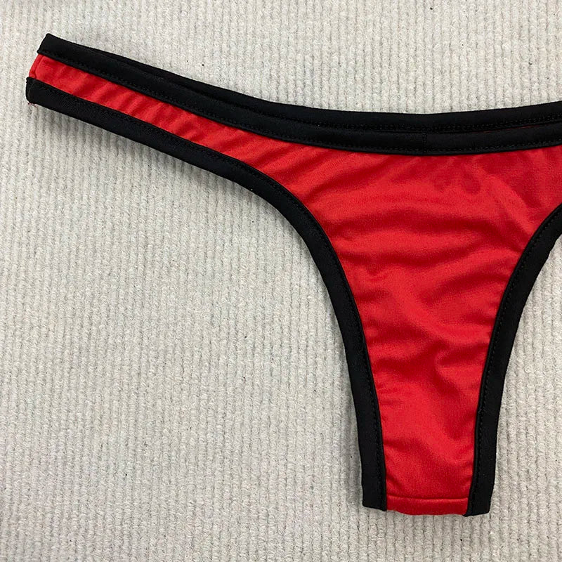 Y2K Retro Contrast Color Bikini With Backless Design And Adjustable Straps For Summer Beachwear
