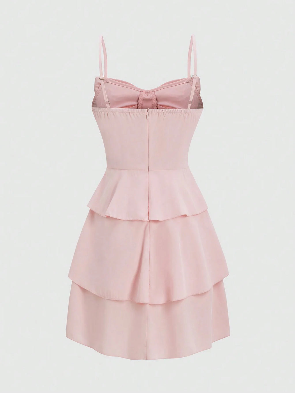 Chic Cinched-Waist Three-Layer Ruffle Bow Suspender Dress