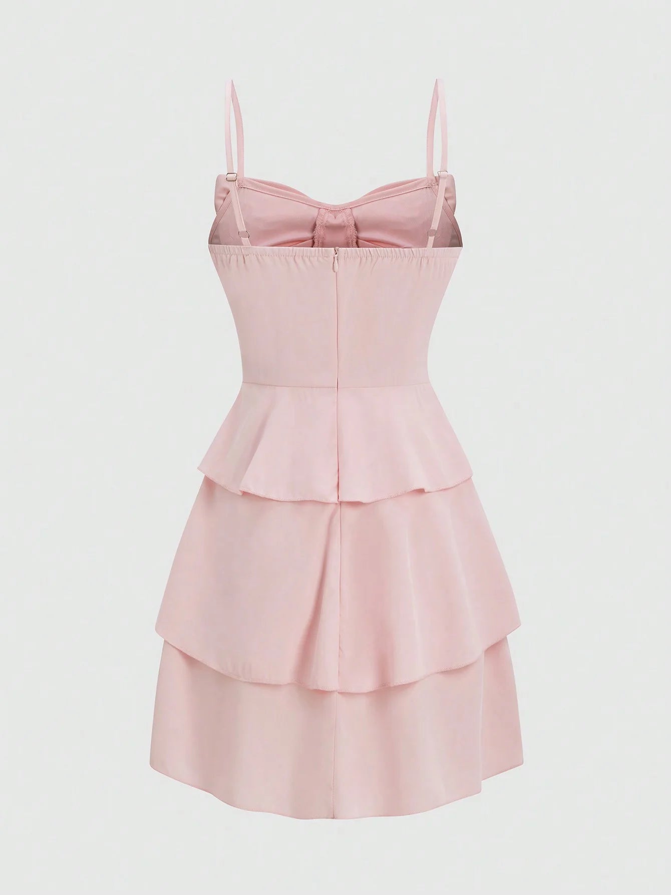 Chic Cinched-Waist Three-Layer Ruffle Bow Suspender Dress