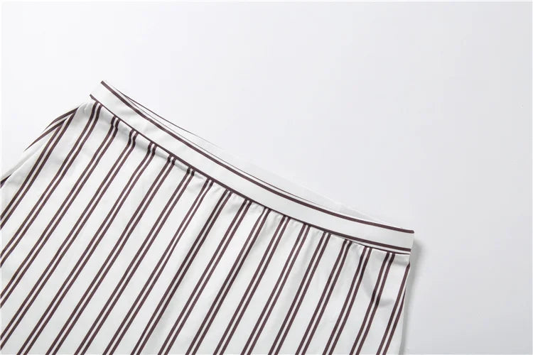 Stripe Print two piece Set With Crop Blouse And Hip Skirt