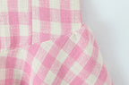 Sweet Plaid Sleeveless Backless Vintage Mini Dress With Halter Neck Slim