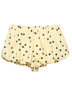 Yellow Polka Dot Pleated Set With Balloon Shorts And Cropped Top