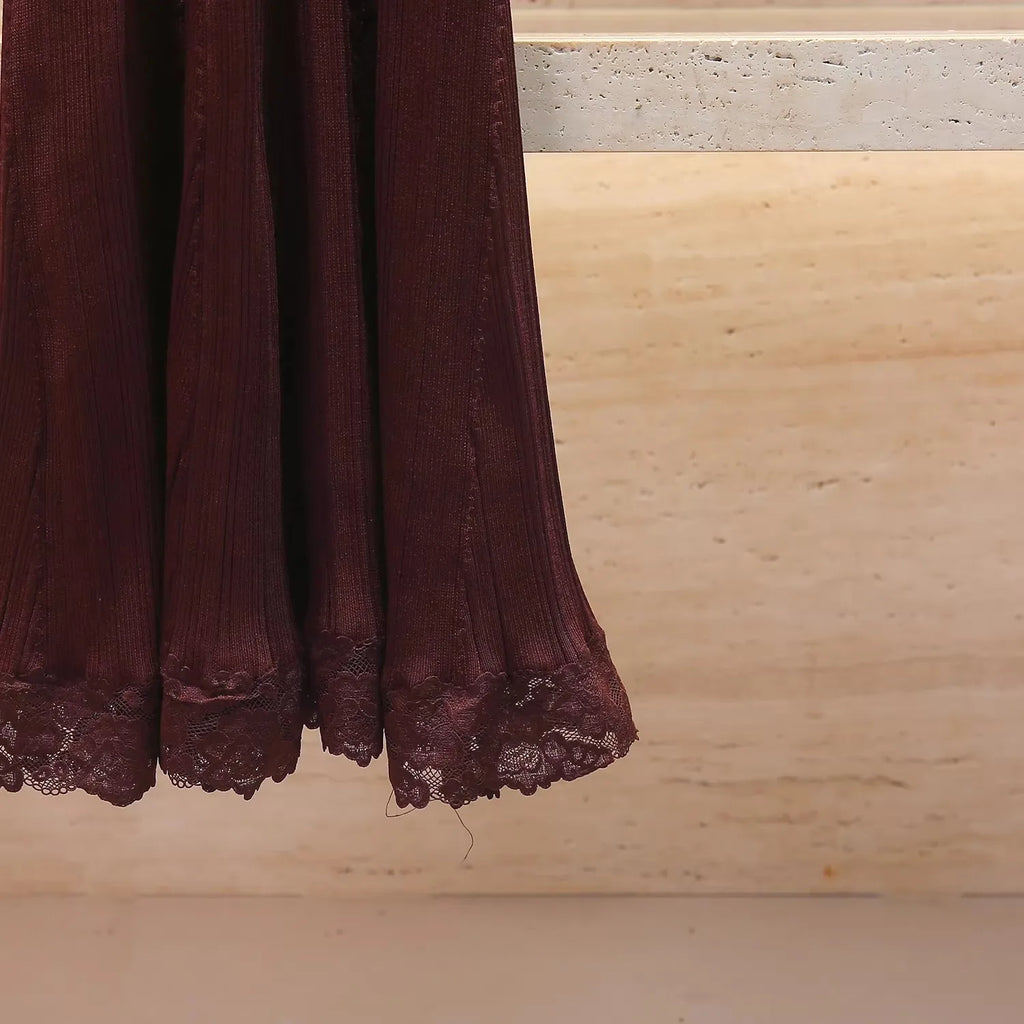 Chic Off-Shoulder Lace Dress And Knit Midi Set