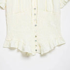 Elegant Chest Cutout Top With Elastic Waist