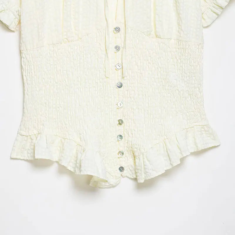 Elegant Chest Cutout Top With Elastic Waist