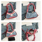Lace Ribbon Tote With Stretchable Shoulder Strap Handbag