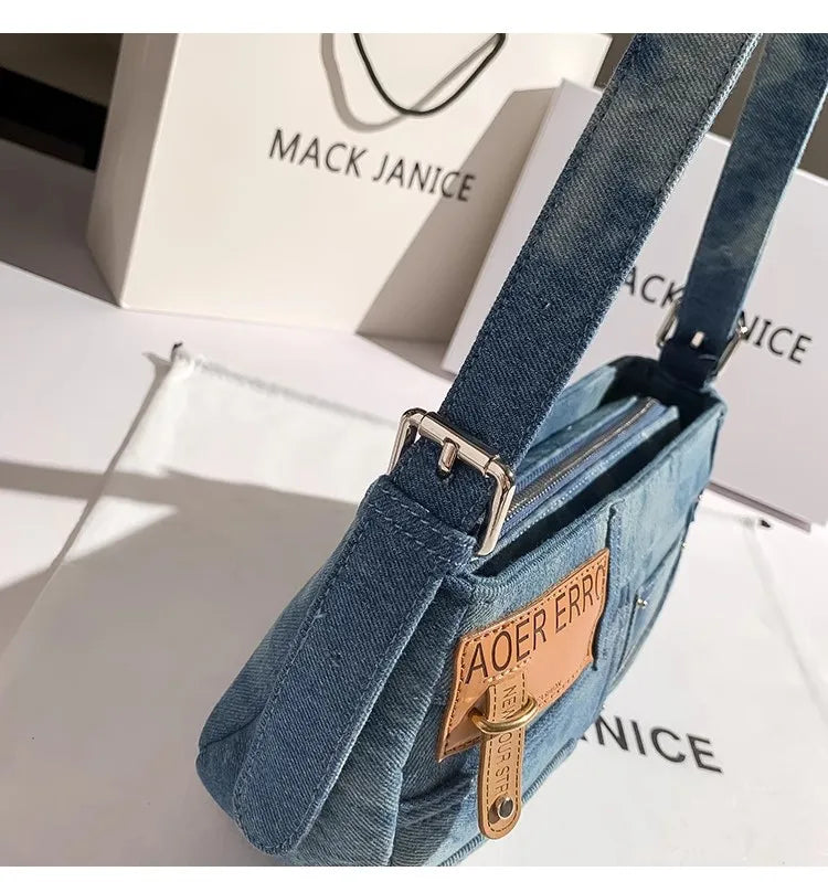 Denim Square Bag For Women Casual Chic Shoulder Messenger Purse With Modern Flair