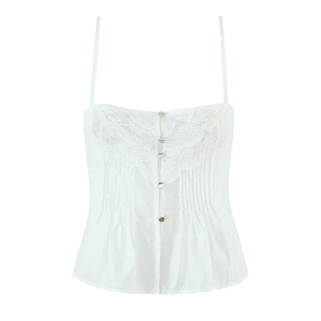 Lace Strap Boho Camisole Top Sheer Cotton Rayon Sleeveless