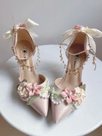 Sweet Lolita Heels With Pointed Toe For Tea Party Wedding Fairy Style High Heel Shoes