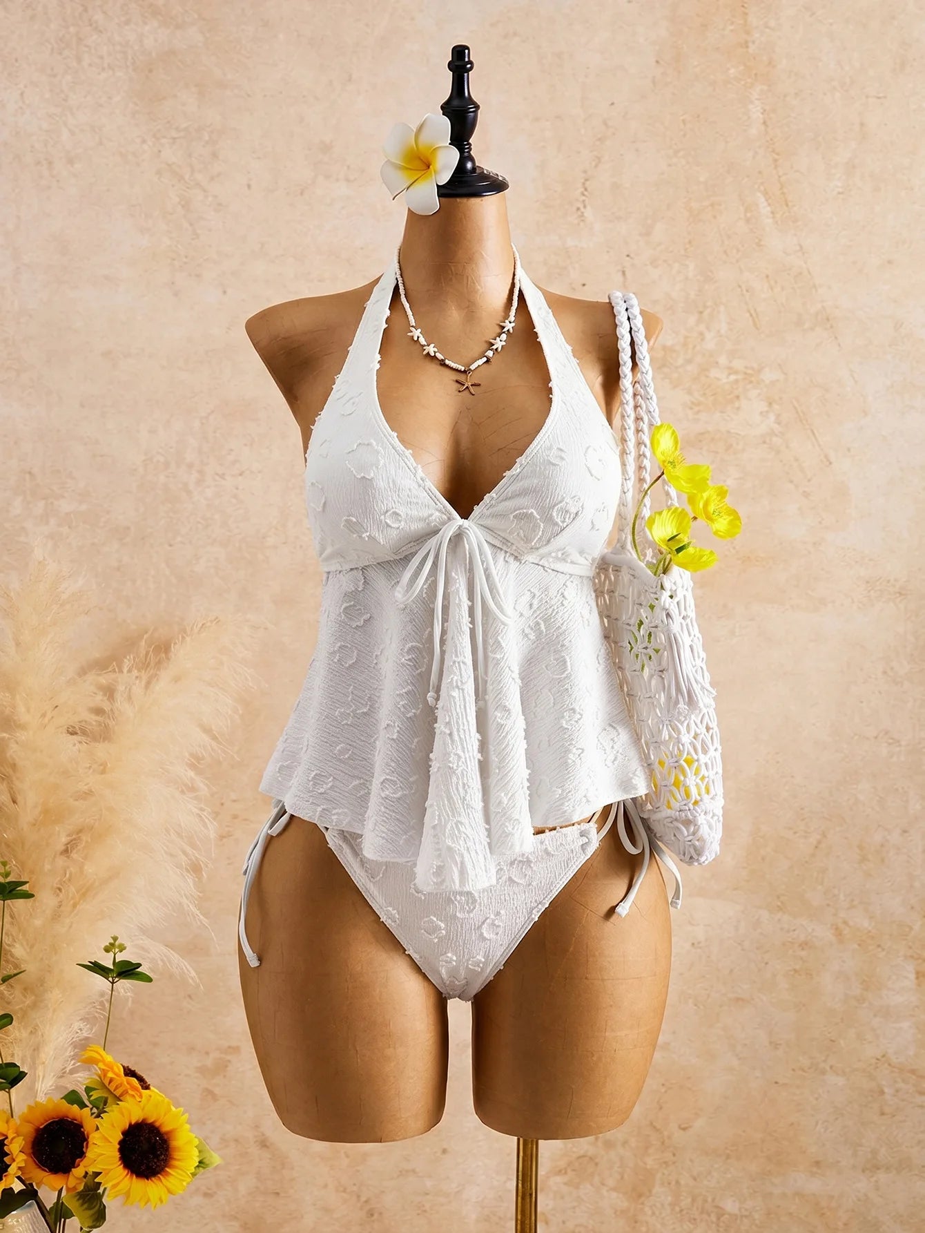 Lace Backless Bikini Set For Women Two Piece Beachwear Summer Swimwear