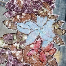 Y2K Gothic Vintage 2000s Sequin Flower Embroidery Mini Washed Blue Women Sexy A-line Skirt Low Rise Hot Girl Denim Shorts