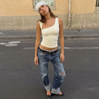 Irregular Neckline Sleeveless Tank Top For Women Slim Fit