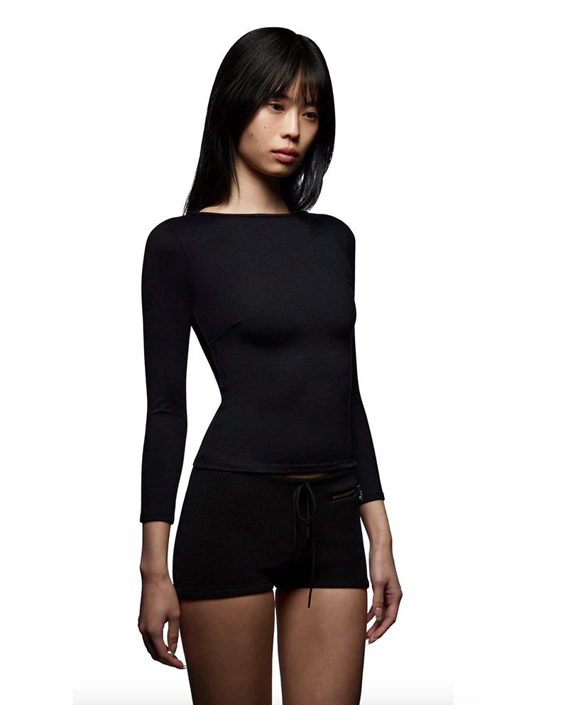 Long-Sleeve Slim-Fit Top With Multicolor High Elastic Base