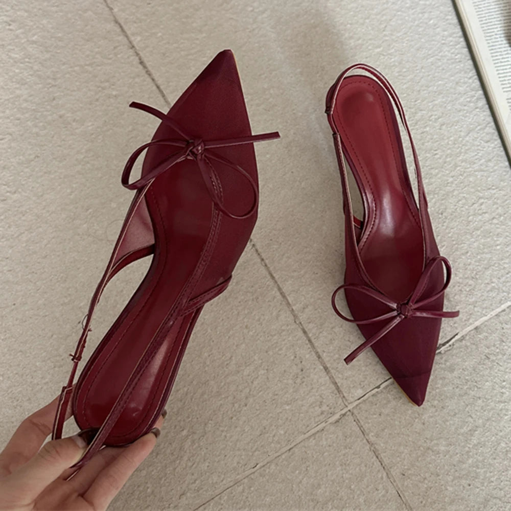 Butterfly Knot Pointed Toe Thin Stiletto High Heels