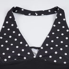 Cute Black Polka Dot Halter Two-piece Set Sexy Beachwear For Summer
