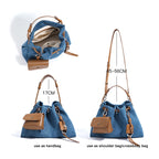 Denim Day Bag With Minimalist Crossbody