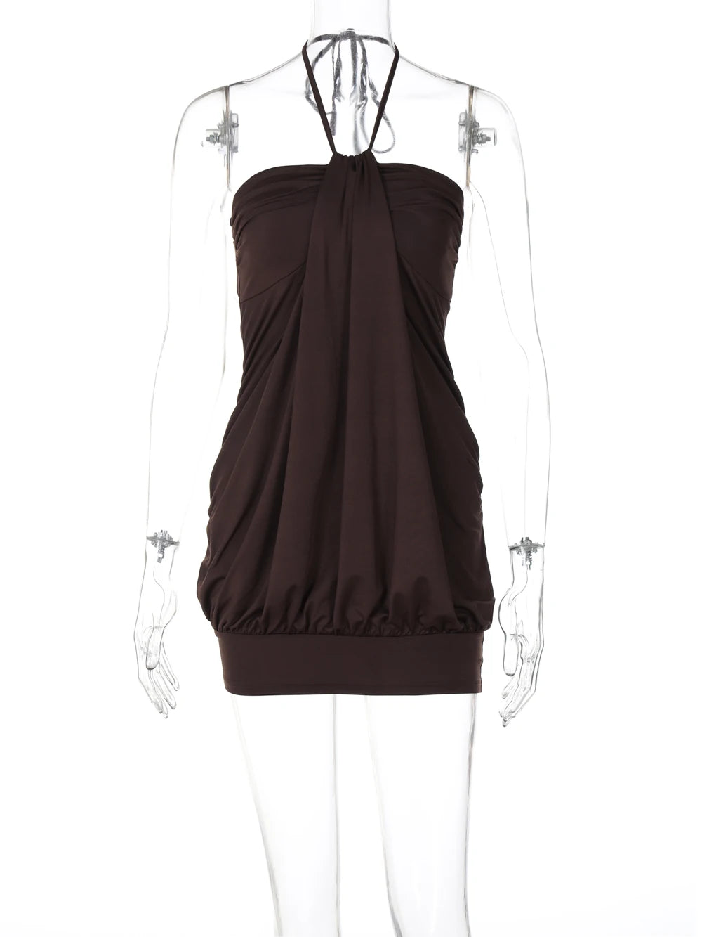 Sexy Halter Backless Mini Dress Ruched