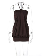 Sexy Halter Backless Mini Dress Ruched