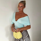 Women Halter Neck Backless Elastic V Neck Crop Top