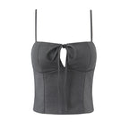 Vintage Square Collar Hollow Out Sleeeveless Cropped Top