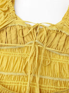 Vibrant Lace Up Back A Line Dress With Short Sleeves