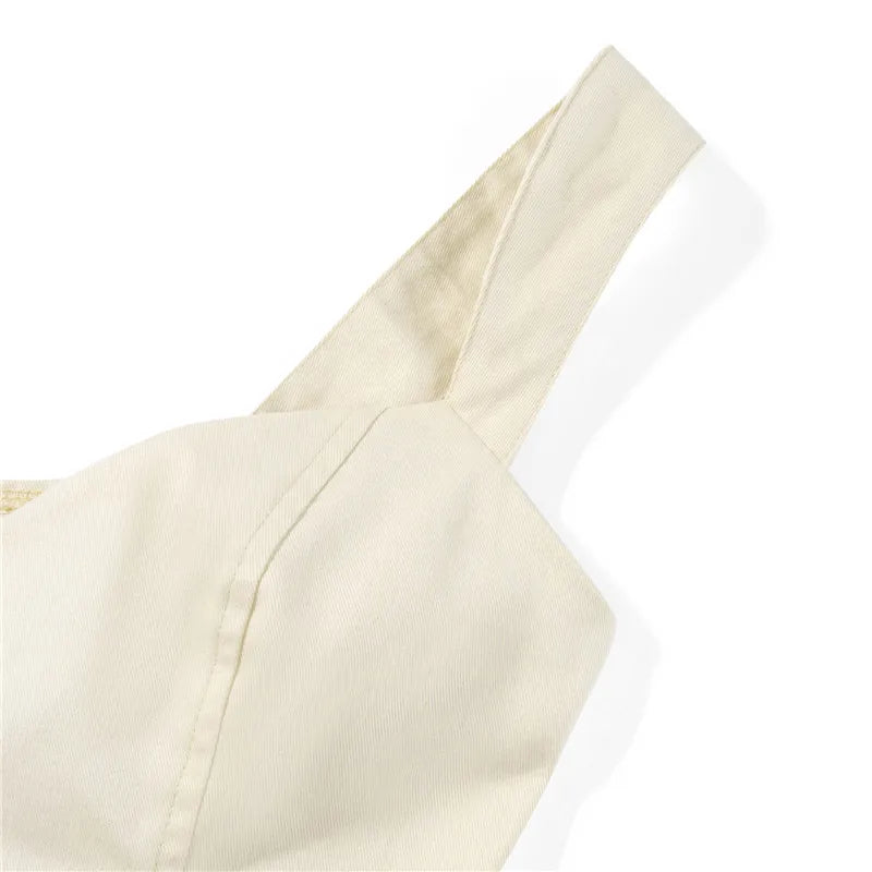 Sleeveless Off Shoulder V Neck Crop Camisole With Backless Silhouette