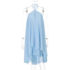 Halter Ruffles Dress Strapless Sleeveless Backless