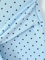 Dreamy Blue Polka Dot Puff Sleeve With Cutout Lace Trim