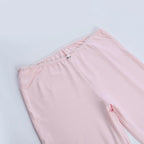 Lace Trim Strapless Crop Top With Slim Capri Pants Two Piece Set