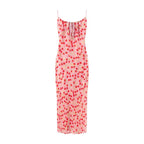 Retro Floral Lace Up Backless Maxi Dress