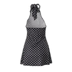 Elegant Off Shoulder Polka Dot Mini Dress Sleeveless Backless High Waist