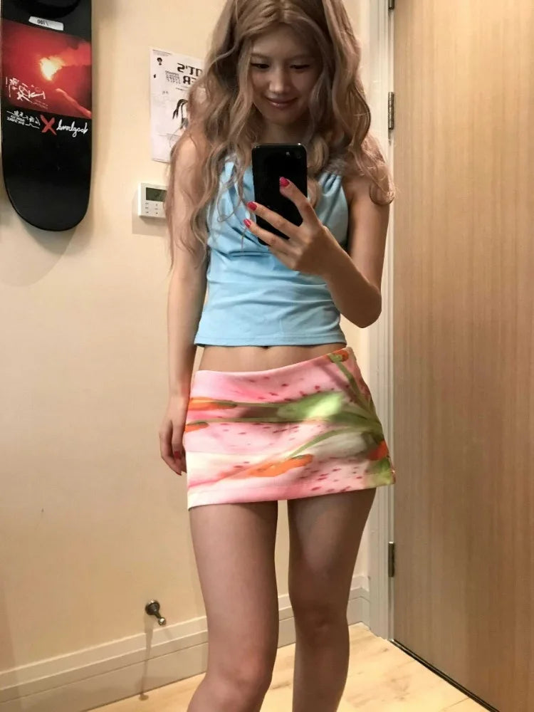 Blush Pink Mini A Line Skirt With Zip Detail