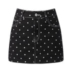 High Waist Mini Skirt With Dots Print Detail For Women Streetwear