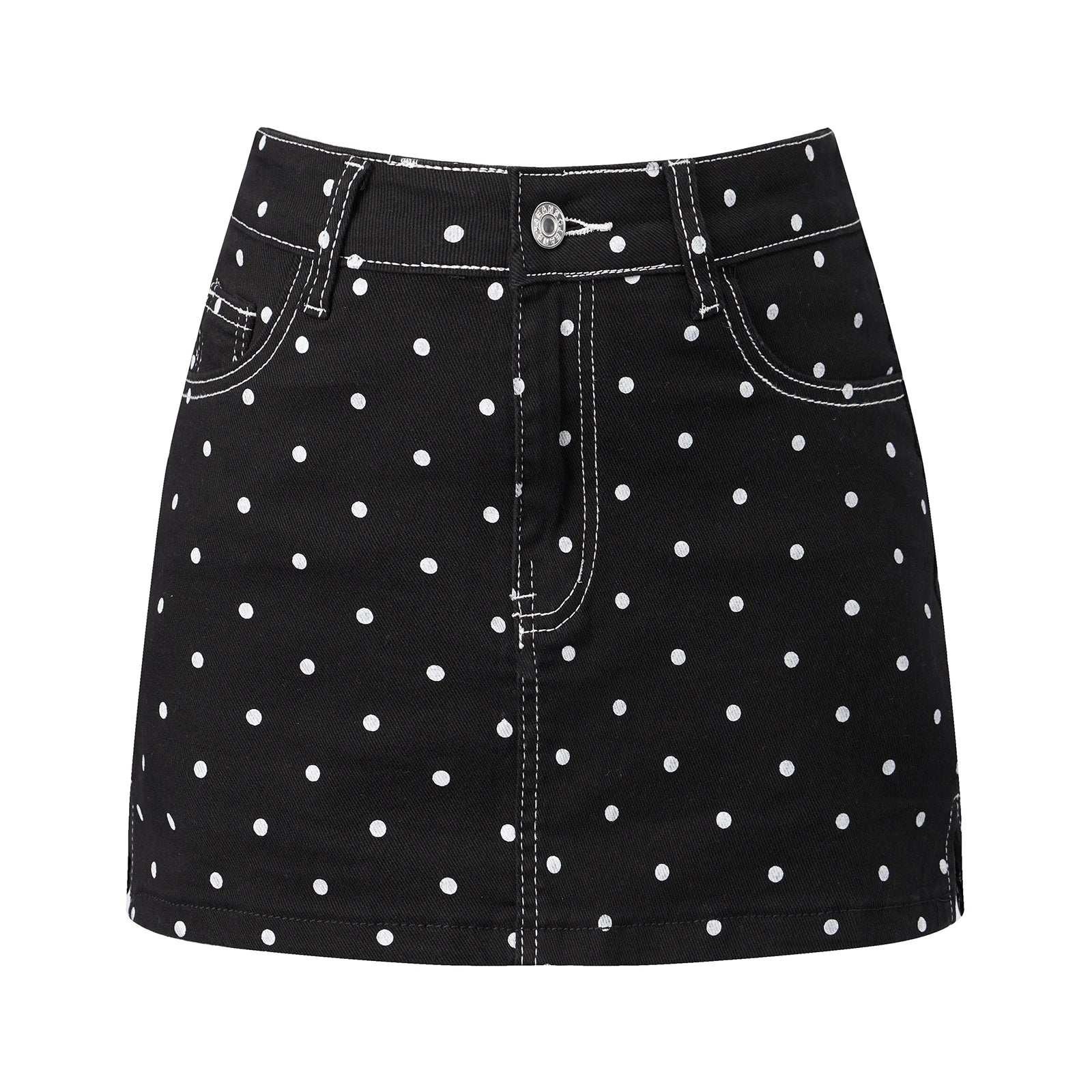 High Waist Mini Skirt With Dots Print Detail For Women Streetwear