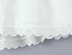 White Embroidered Lace V Neck Mini Dress With Hollow Out Detail And Back Zipper Closure