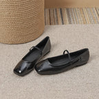 Metallic Square-Toe Mary Janes Slip-On Flats