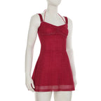 Polka Dot A Line Mini Dress With Ruched Strapless Backless Silhouette