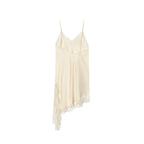 Lace Slip Mini Dress With Satin Backless Asymmetric Cut