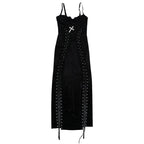 Velvet Gothic Gown With High Split Hem And Straps