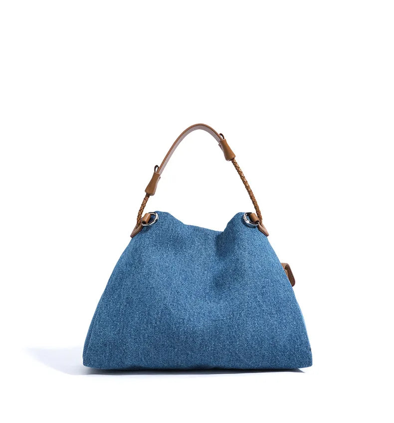 Denim Day Bag With Minimalist Crossbody