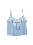 Two-piece Set For Women With Backless Top And Casual Cowboy Pants Ensemble