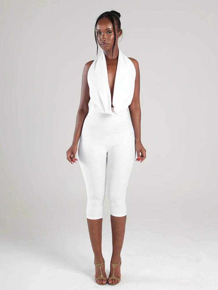 Swing Collar Playsuit Backless Halter Sleeveless Bandage