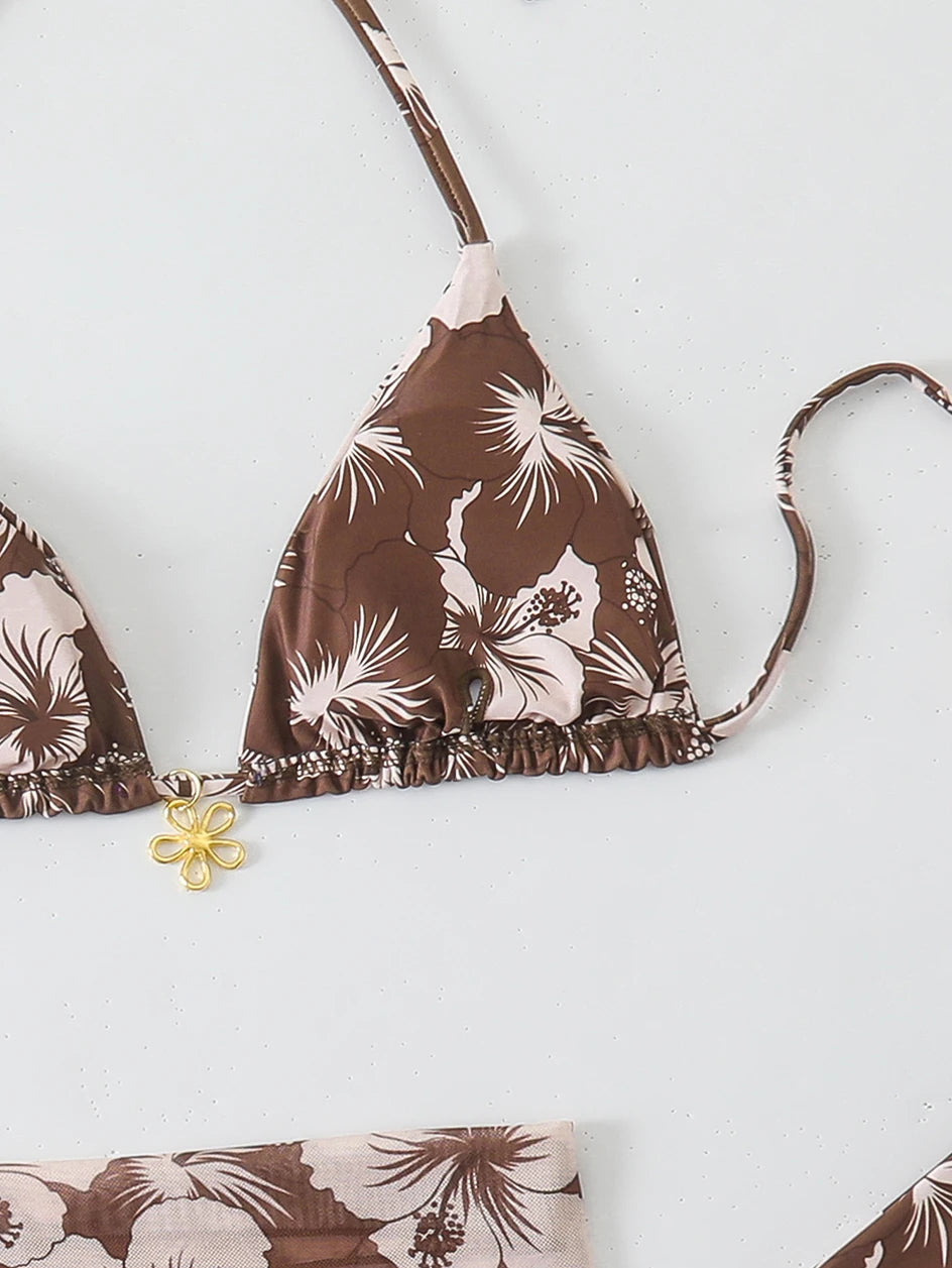 Triangle Bikini Set With Cover Up