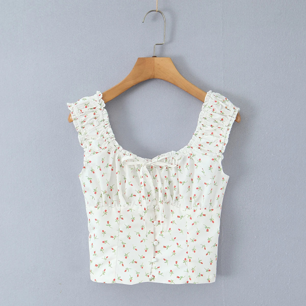 Radiant Bow Accent Ruched Bust Tank Top With Open Button Front And Rope Laced Waist Mini Skirt Set