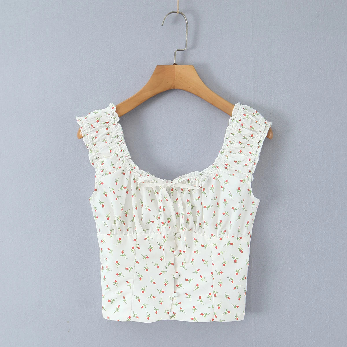 Radiant Bow Accent Ruched Bust Tank Top With Open Button Front And Rope Laced Waist Mini Skirt Set