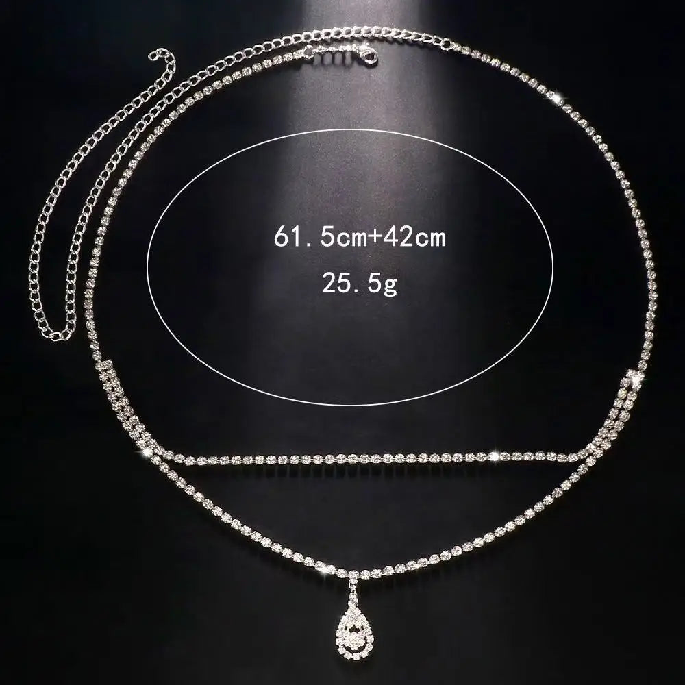 Delicate Luxury Rhinestone Water Drop Belly Chain Jewelry For Women Crystal Waist Accessory