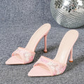 Embroidered Breathable Mesh Pointed Toe Heels