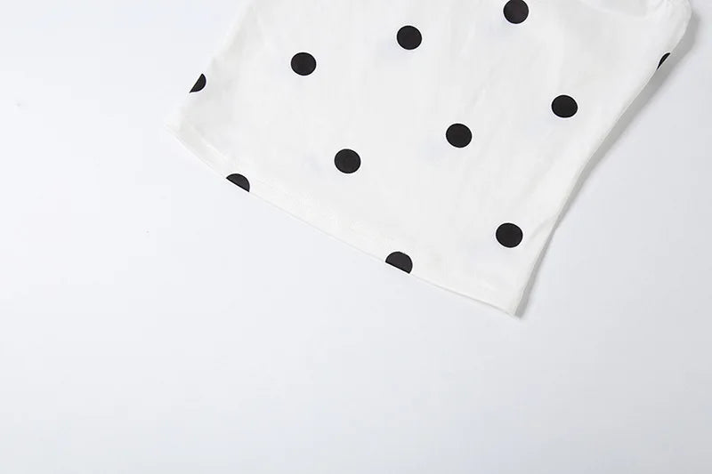 Polka Dot Set With Crop Cami Top And Slim Capri Trousers