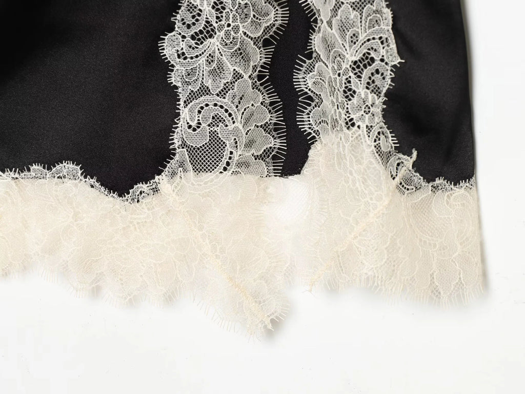 Lace Hem Mini Skirt Mid Waist Above Knee Length