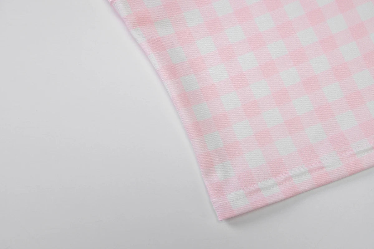 Square Collar Plaid Tank Top Sleeveless